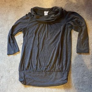 Gray cowl neck, oh baby, maternity top, size medium